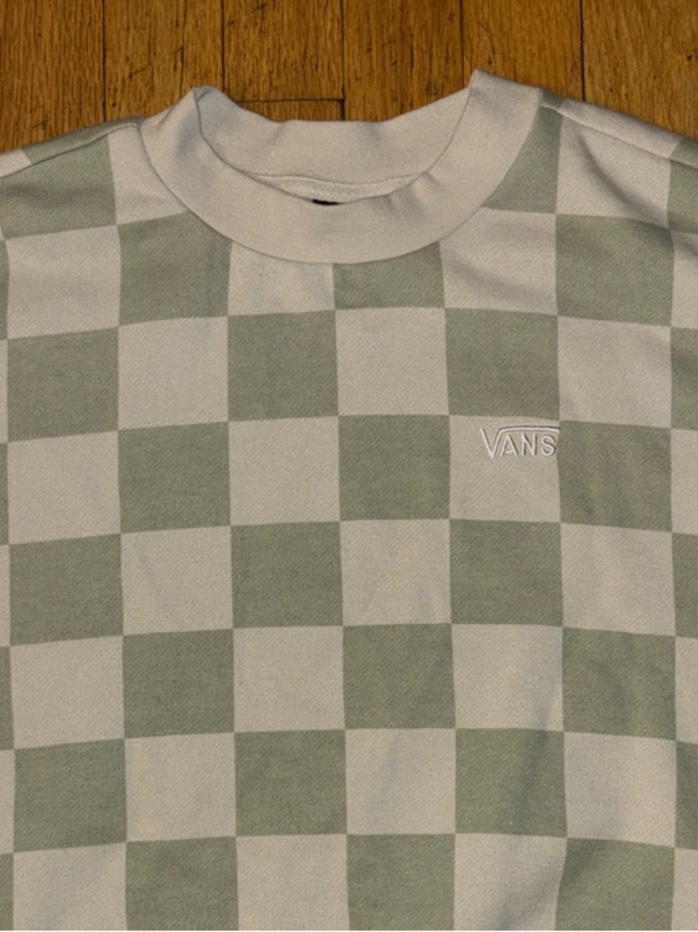 Vans Checkerboard Oversized Crewneck Sweatshirt - Sage Green - X Small